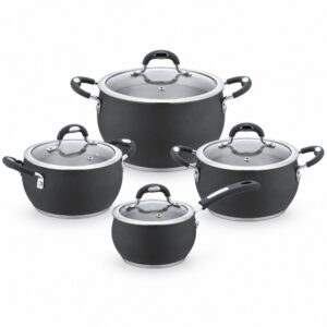 8-Piece Black Saucepan and Casserole Set with Lids