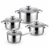 8-Piece Metal Cookware Set with Four Glass Lids 8-Piece Metal Cookware Set with Four Glass Lids
