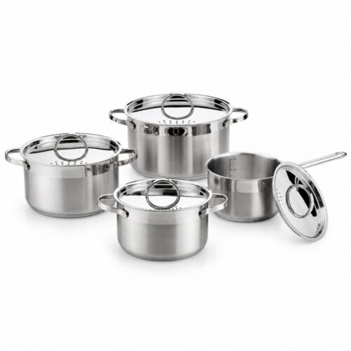 8-Piece Metal Cookware Set with Lids 8-Piece Metal Cookware Set with Lids