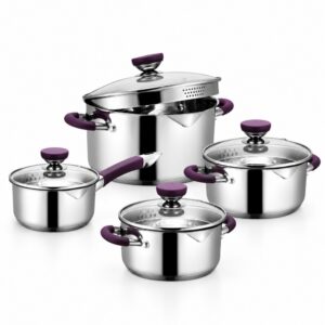 Cookware Sets 14 8-Piece Polished Metal Cookware Set