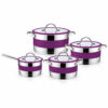 8-Piece Purple Metal Saucepan & Casserole Set 8-Piece Purple Metal Saucepan & Casserole Set