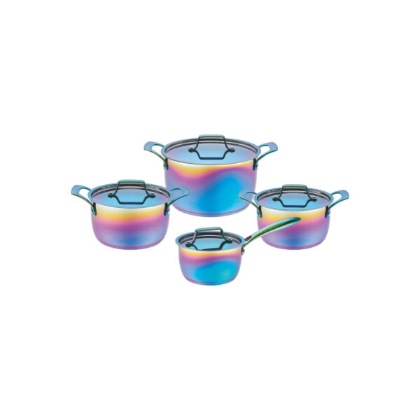 8-Piece Rainbow Cookware Set with Clear Lids for Wholesale