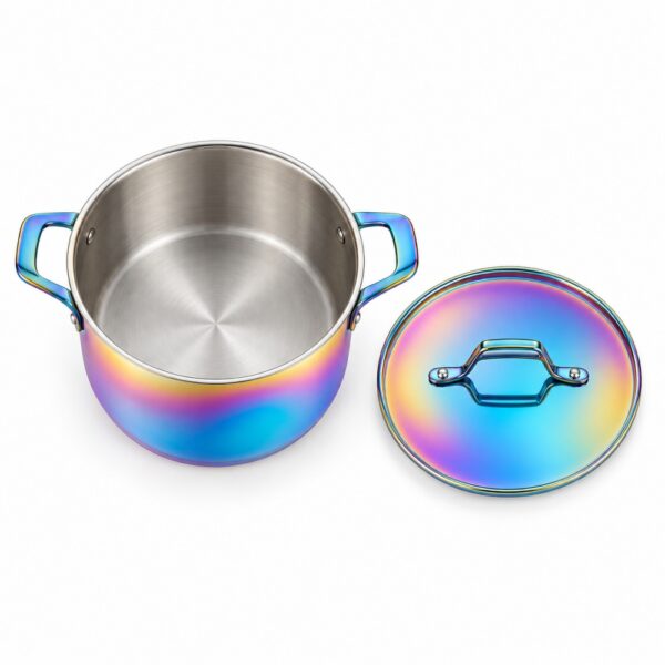8-Piece Rainbow Cookware Set with Clear Lids for Wholesale