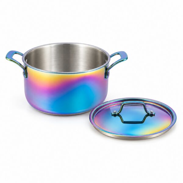 8-Piece Rainbow Cookware Set with Clear Lids for Wholesale