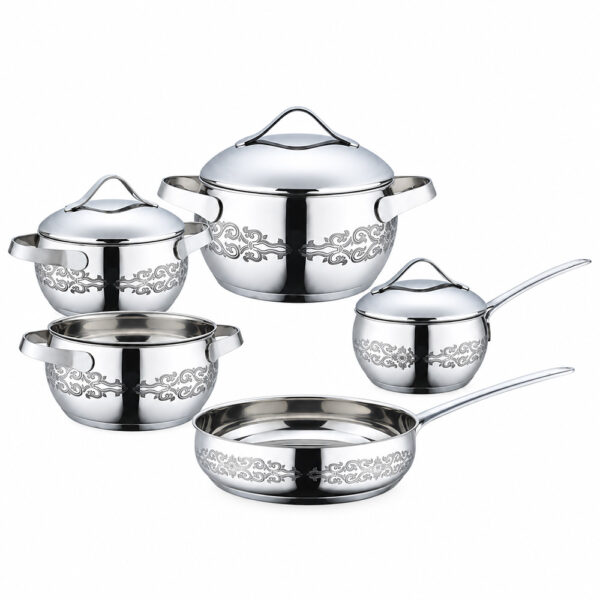 Decorative Polished Metal 9-Piece Cookware Wholesale Set Decorative Polished Metal 9-Piece Cookware Wholesale Set