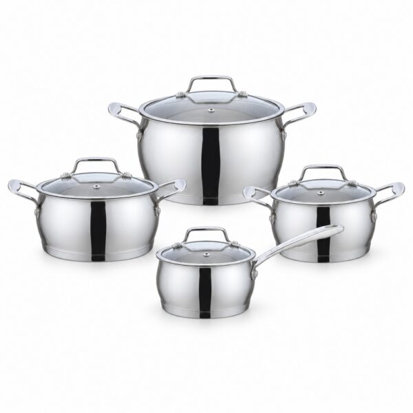 Eight-Piece Silver-Tone Cookware Set