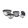 Four Lidded Salad Bowls in Silver Tone for Wholesale Supply