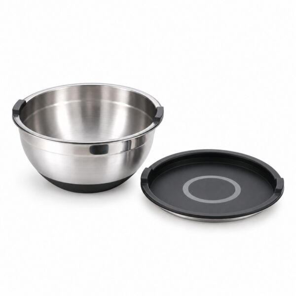 Four Lidded Salad Bowls in Silver Tone for Wholesale Supply