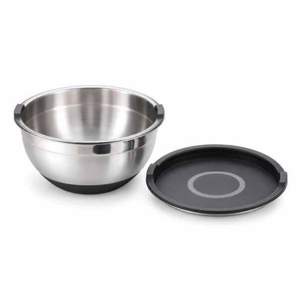 Four Lidded Salad Bowls in Silver Tone for Wholesale Supply