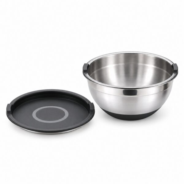 Four Lidded Salad Bowls in Silver Tone for Wholesale Supply
