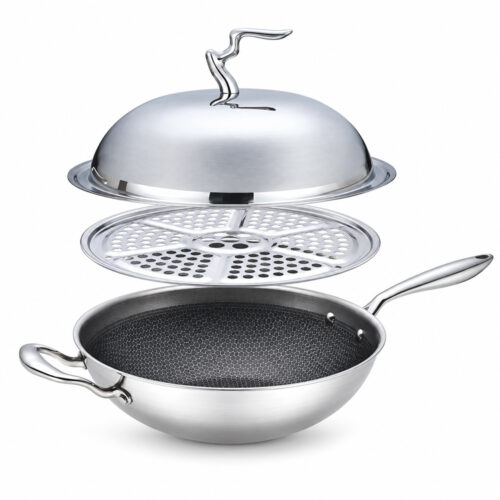 Honeycomb Chinese Wok with Steamer Lid