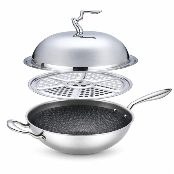 Honeycomb Chinese Wok with Steamer Lid Honeycomb Chinese Wok with Steamer Lid
