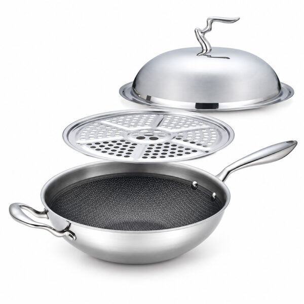Honeycomb Chinese Wok with Steamer Lid Honeycomb Chinese Wok with Steamer Lid