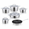 Mixed Cookware Range with Metal Handles and Lids
