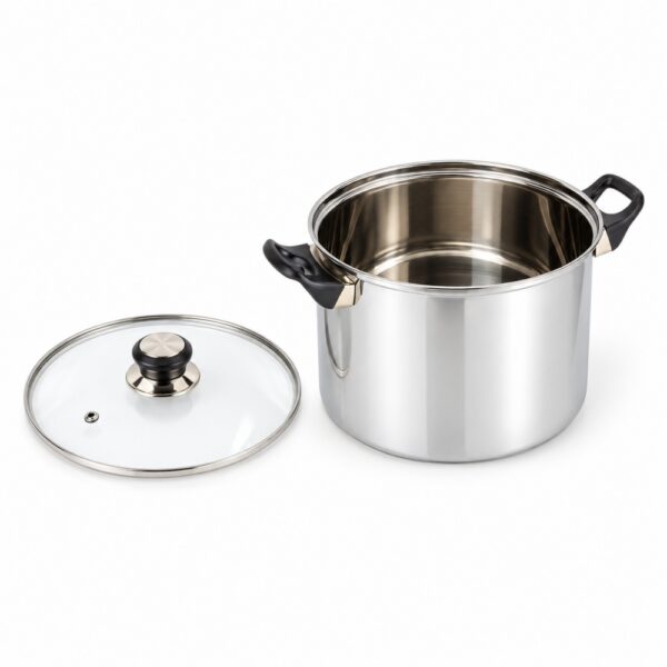 Polished Metal Stockpot with Glass Lid Wholesale Supply Polished Metal Stockpot with Glass Lid Wholesale Supply