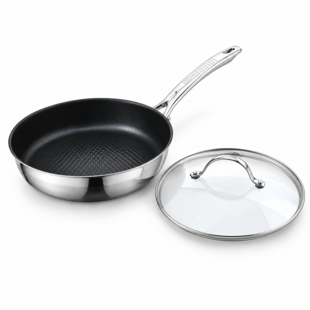 RWFP017 Metal Frying Pan with Glass Lid Wholesale Supply