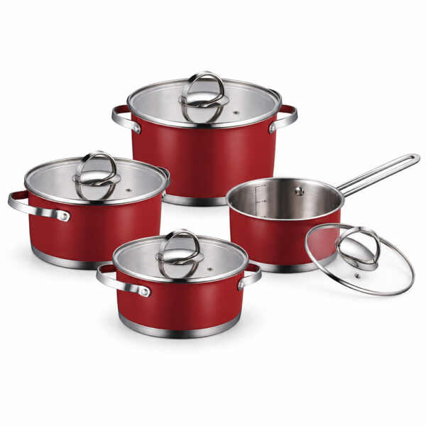 Red 8-Piece Cookware Set Red 8-Piece Cookware Set