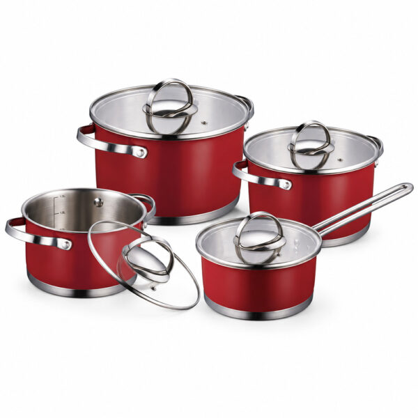 Red 8-Piece Cookware Set Red 8-Piece Cookware Set