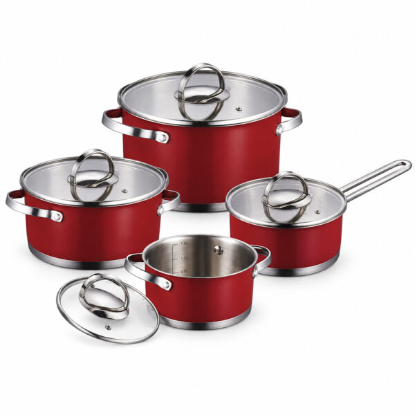 Red 8-Piece Cookware Set Red 8-Piece Cookware Set
