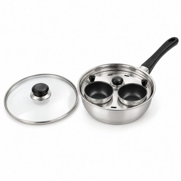 Two-Cup Egg Poacher Pan with Glass Lid