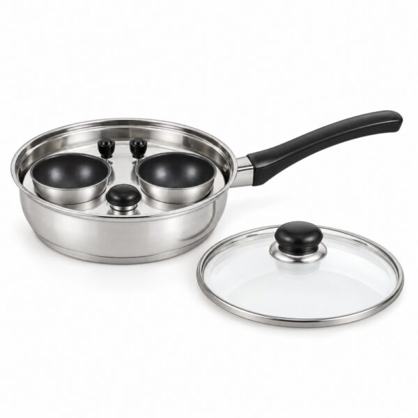 Two-Cup Egg Poacher Pan with Glass Lid