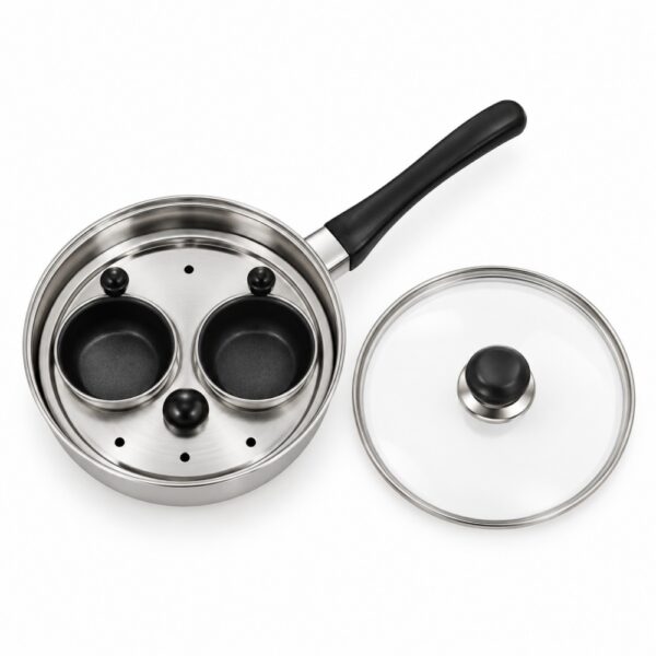 Two-Cup Egg Poacher Pan with Glass Lid
