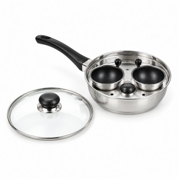 Two-Cup Egg Poacher Pan with Glass Lid