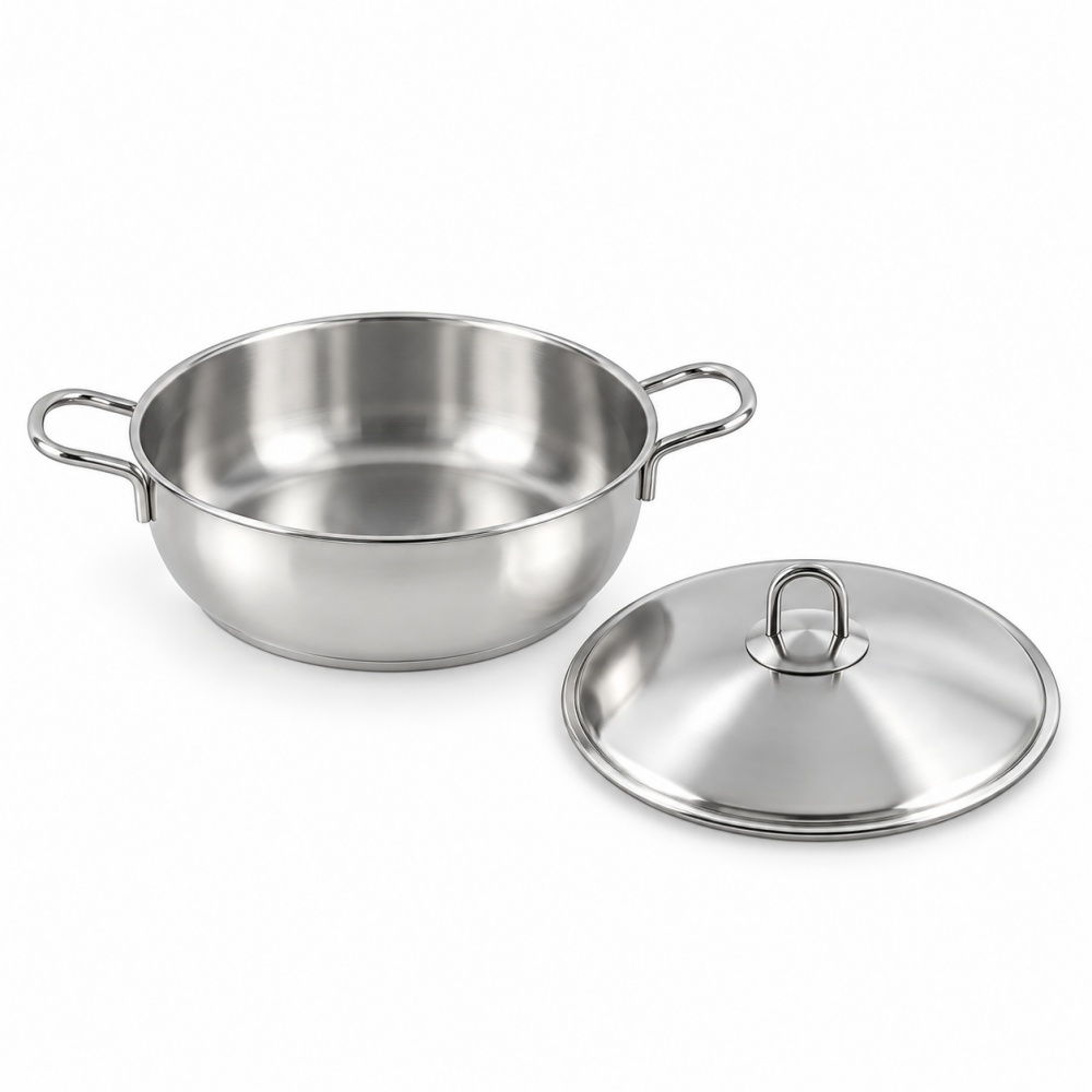 Wholesale 28 x 8.5 cm Metal Stewpot with Glass Lid & Handles