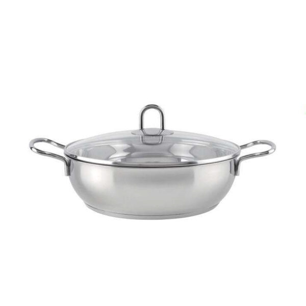 Wholesale 28 x 8.5 cm Metal Stewpot with Glass Lid & Handles Wholesale 28 x 8.5 cm Metal Stewpot with Glass Lid & Handles