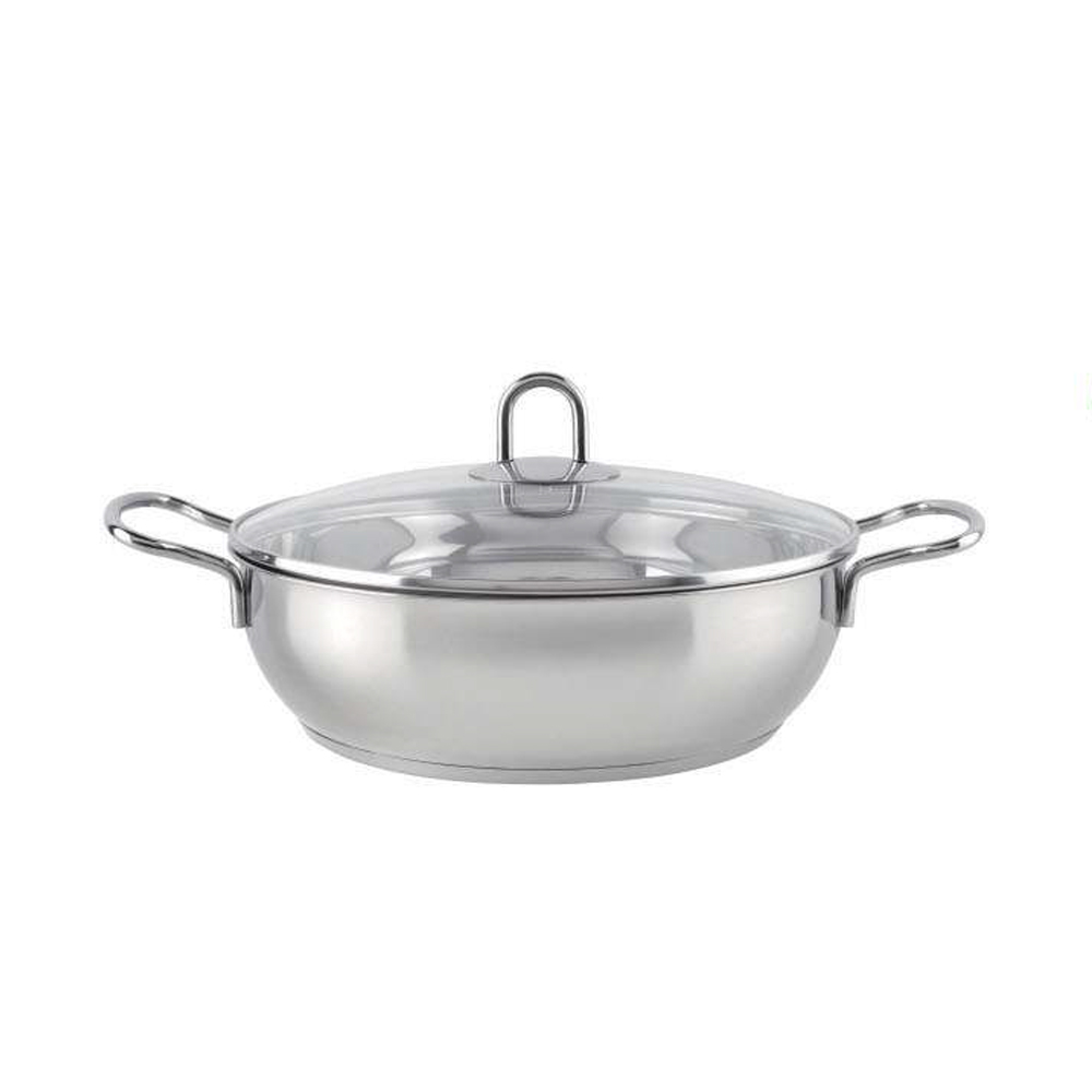 Wholesale 28 x 8.5 cm Metal Stewpot with Glass Lid & Handles