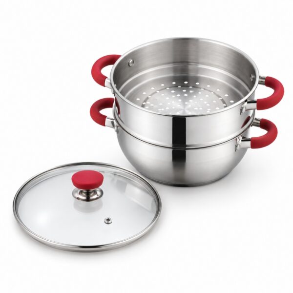 Wholesale 4-Piece Steamer Pot Set with Glass Lid, 24–30 cm