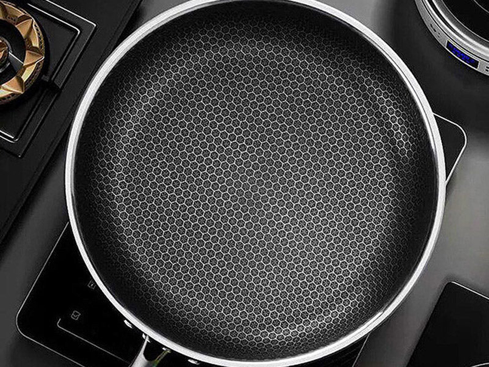 Hybrid Cell Honeycomb Bottom Stainless Steel Frying Pan