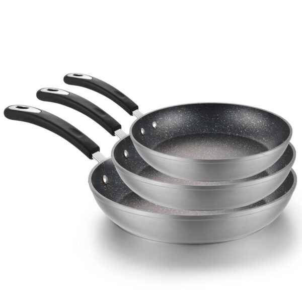 Wholesale Frying Pan Supplier with Red Handle and Speckled Interior