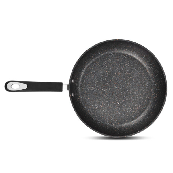 Wholesale Frying Pan Supplier with Red Handle and Speckled Interior